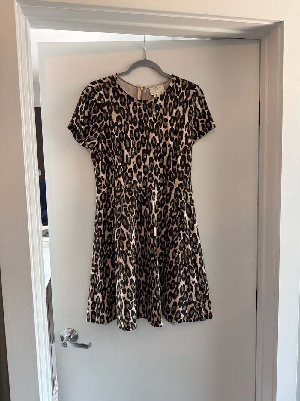 Kate Spade Leopard Print Ponte Fit and Flare Dress - Size 8